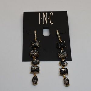 INC Gold Tone Stone & Lace Linear Drop Earrings